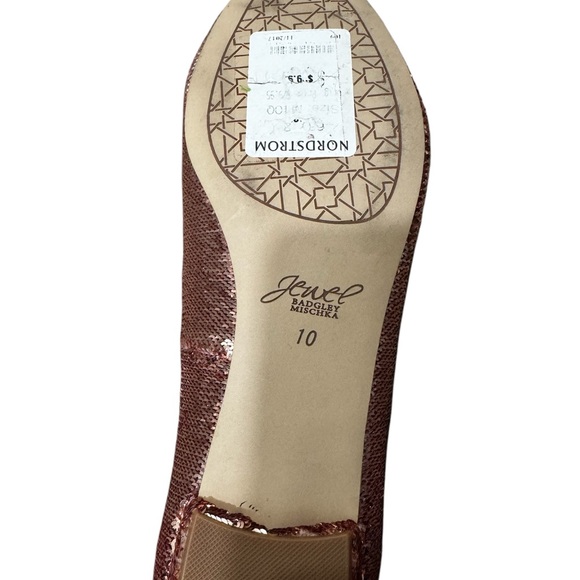 Jewel Badgley Mischka Pink Sequin Peep-Toe Flats - Picture 4 of 5